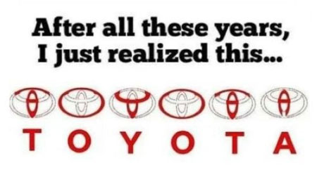 Toyota là một trong những hãng có logo được thiết kế theo trào lưu biểu tượng hình elip. Điểm tinh tế ở logo này là toàn bộ các chữ cái đều được hiển thị đầy đủ