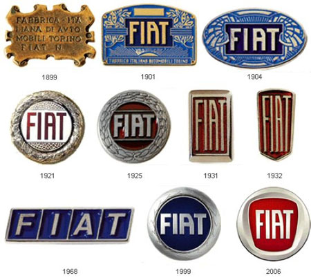 Fiat có lẽ là một trong những hãng xe có logo dễ hiểu nhất khi trong suốt quá trình thay đổi. Chữ Fiat luôn là cảm hứng độc tôn của các nhà thiết kế