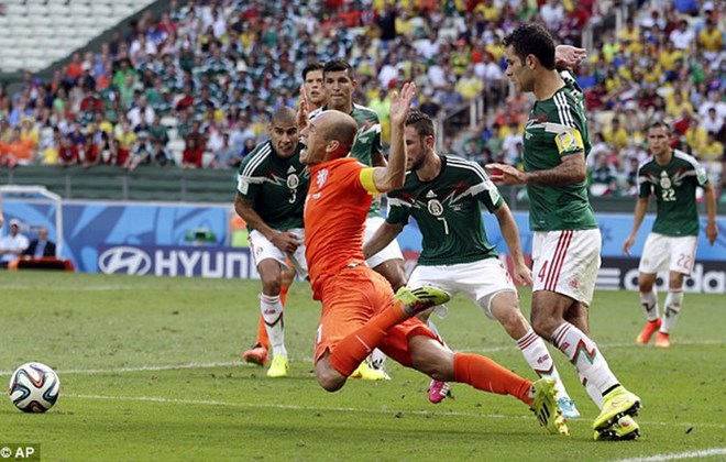 Pha ăn vạ của Robben trong trận đấu với Mexico