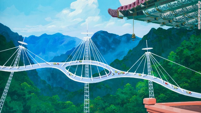 Một cây cầu dành cho khách du lịch bắc qua núi Myohang