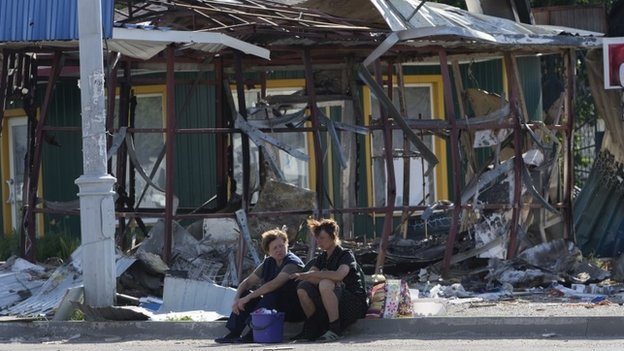 Một phần Sloviansk bị tàn phá sau nhiều tuần là chiến trường diễn ra xung đột