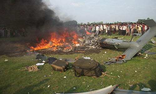 Hiện trường tai nạn trực thăng ngày 25/7 (Ảnh: Hindustan Times)