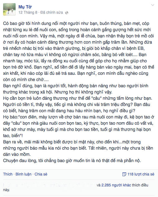 Nhiều status của nhà báo Thu Trang về vụ việc chùa Bồ Đề nhận được hàng nghìn lượt lie,hàng trăm lượt chia sẻ, bình luận