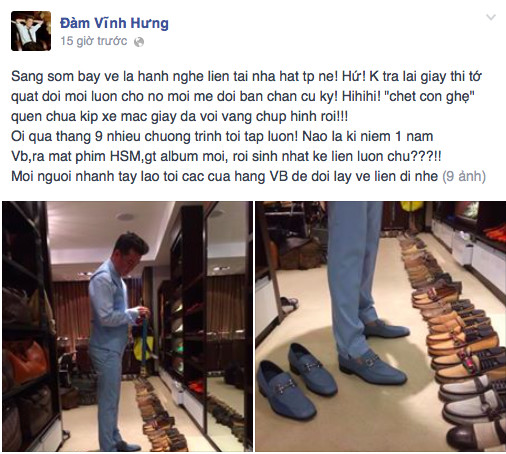 Dù đã tìm lại được đôi giày hiệu màu xanh bị mất nhưng Đàm Vĩnh Hưng vẫn tỏ vẻ chưa tìm được và phải đi mua lại đôi giày mới.