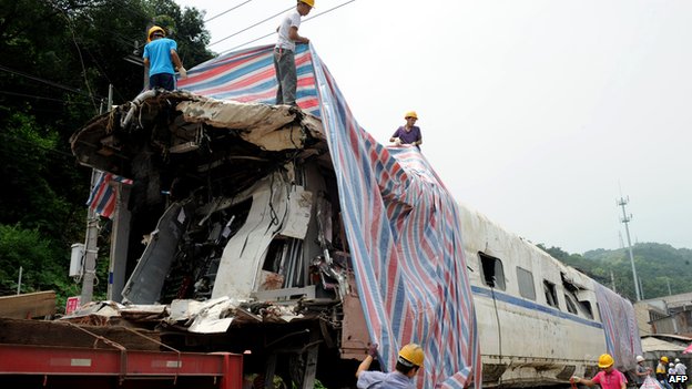  Vụ tai nạn xảy ra khi hai đoàn tàu cao tốc đâm nhau tại TP Ôn Châu, Chiết Giang năm 2011, làm 40 người bị thiệt mạng.