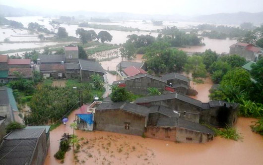 Tp. Lạng Sơn ngập chìm trong mưa lũ do ảnh hưởng của cơn bão số 2 (tháng 7/2014)