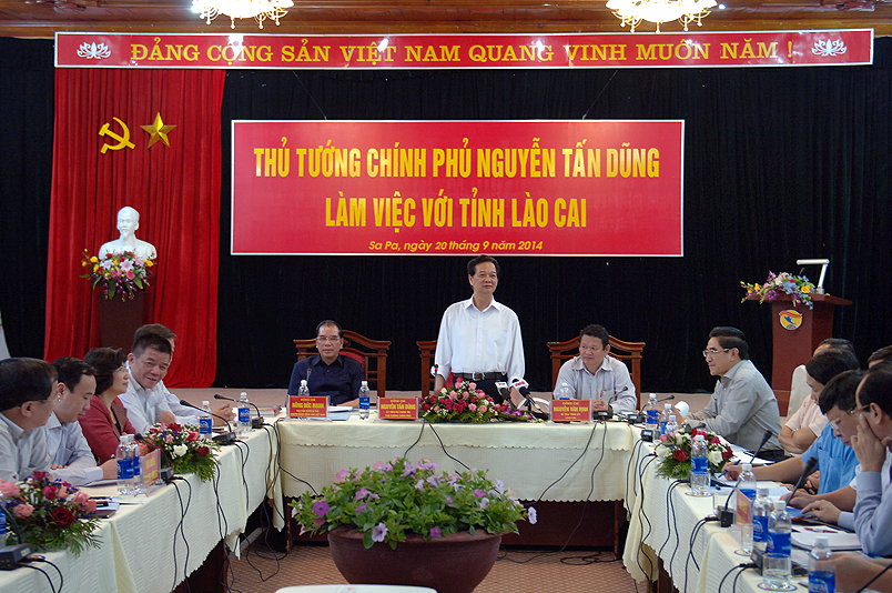 Thủ tướng Nguyễn Tấn Dũng phát biểu tại cuộc làm việc với lãnh đạo chủ chốt tỉnh Lào Cai ngày 20/9