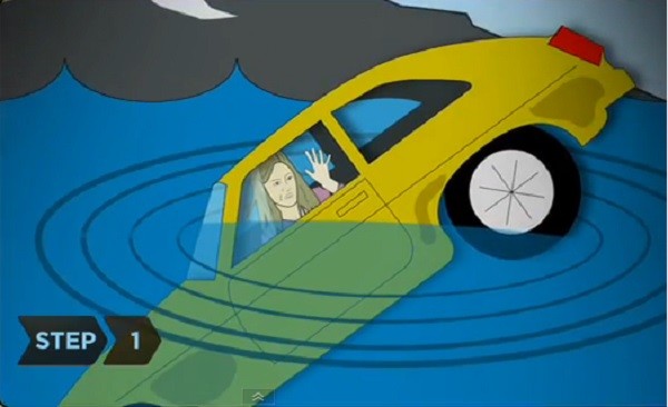 Khi xe bắt đầu chìm, bạn không thể mở được bất kỳ cửa nào của xe. 
