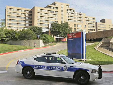 Bệnh nhân nhiễm Ebola được phát hiện ở Mỹ đang được cách ly tại Bệnh viện Presbyterian ở Dallas, Texas