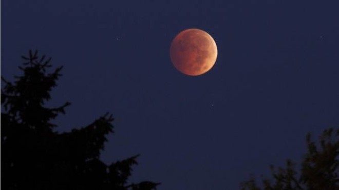 Victor Rogus, một nhà thiên văn nghiệp dư tại Mỹ, chụp bưc ảnh rất ấn tượng khi màu đỏ bao phủ đĩa mặt trăng. Ảnh: Space
