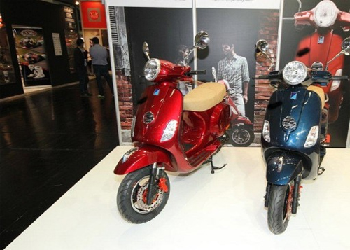 Những chiếc xe ga Trung Quốc nhái xe Vespa vừa bị thu giữ tại Intermot 2014 (Đức) - Ảnh: Blogo