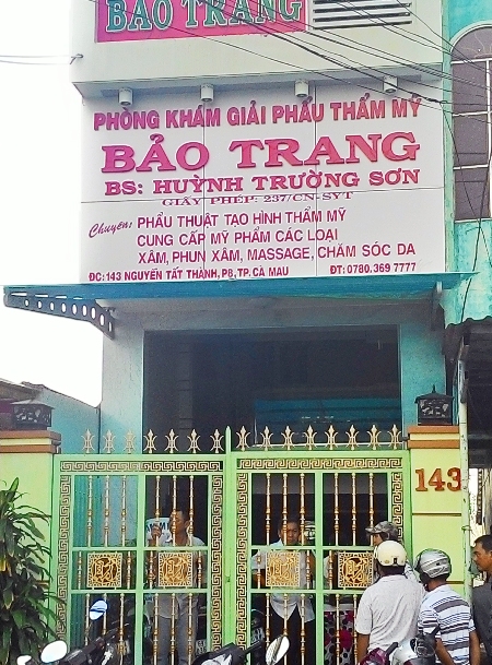 Cơ sở thẩm mỹ Bảo Trang - nơi xảy ra vụ cướp sáng ngày 20/10
