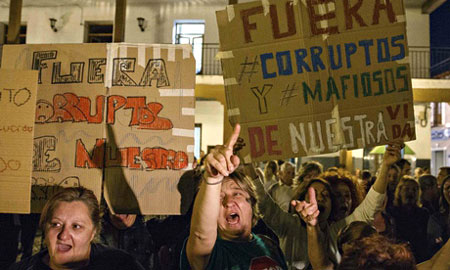 Người biểu tình chống tham nhũng tại Madrid, Tây Ban Nha