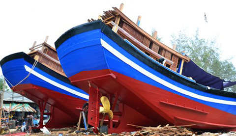 Một cơ sở đóng tàu cá của Quảng Ngãi