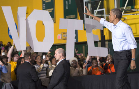Tổng thống Obama trong chiến dịch vận động cho Đảng Dân chủ ở bang Michigan