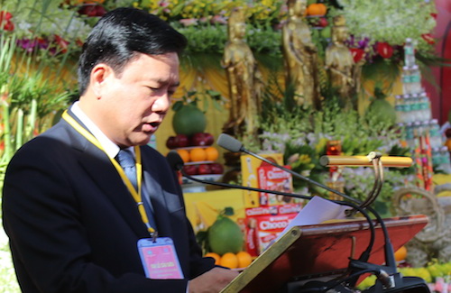 Bộ trưởng Đinh La Thăng phát biểu tại đại lễ cầu siêu