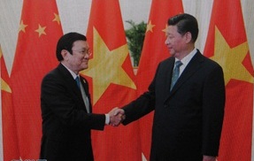 Chủ tịch nước Trương Tấn Sang gặp gỡ Chủ tịch Trung Quốc Tập Cận Bình