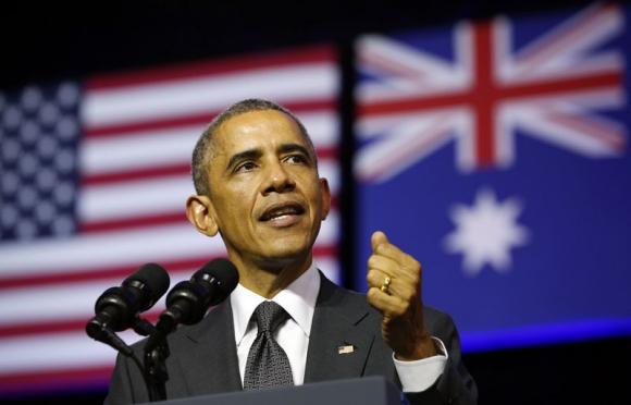 Tổng thống Mỹ Barack Obama trong bài phát biểu tại Đại học Queensland, thành phố Brisbane