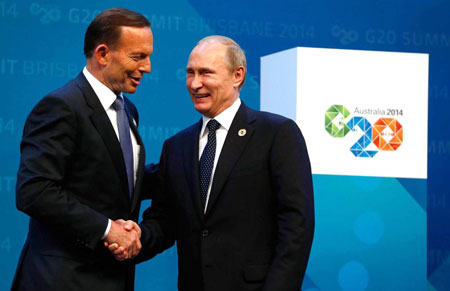 Thủ tướng Australia Tony Abbott và Tổng thống Nga Putin tại Hội nghị G20