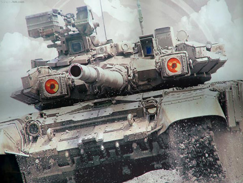 Ngoài hệ thống vũ khí cực mạnh, T-90 còn được trang bị hệ thống phòng vệ chủ động Shtora-1. Hệ thống này gồm có 2 đèn hồng ngoại hai bên tháp pháo liên tục phát xung hồng ngoại gây nhiễu đường ngắm của tên lửa chống tăng đang bay đến, cùng hệ thống phóng màn sương để vô hiệu hóa tên lửa.
