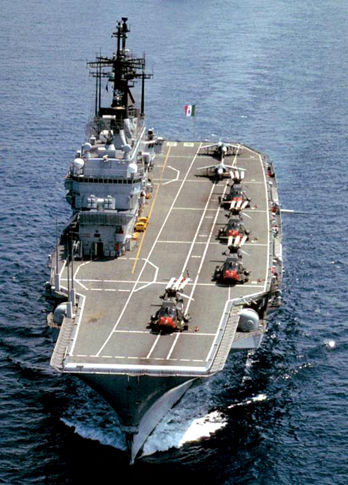 Tàu Garibaldi đã tham gia vào các hoạt động chiến đấu tại các cuộc chiến tranh Kosovo, Afghanistan và Libya. 