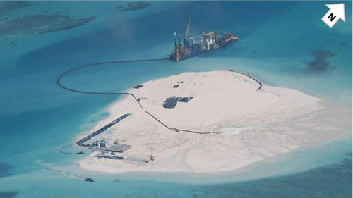 Hình ảnh được Philippines công bố ngày 15/5 cho thấy Trung Quốc đang có hành động cải tạo đất tại Gạc Ma (Nguồn: AP)