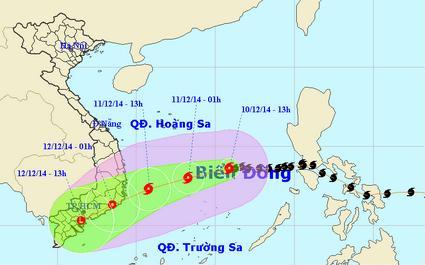 Đường đi của con bão Hagupit. Nguồn: TT Dự báo khí tượng thủy văn TƯ