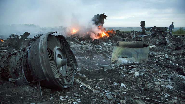 Những tàn tích của chiếc máy bay MH17 bị bắn hạ ở miền Đông Ukraine