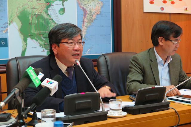Tổng giám đốc Vietnam Airlines Phạm Ngọc Minh chủ trì buổi họp báo
