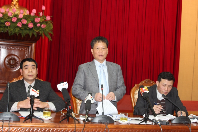 Ông Phan Đăng Long phát biểu tại buổi họp báo thành ủy Hà Nội chiều ngày 13/1