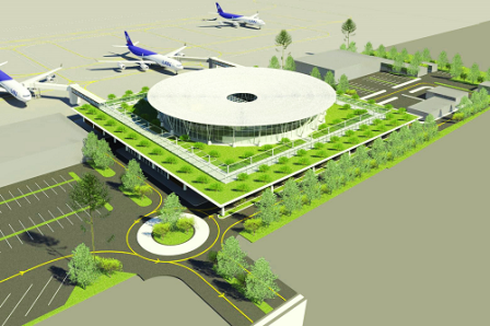 Lần đầu tiên một sân bay hiện đại có thiết kế thân thiện môi trường, trồng cỏ trên mái nhà ga