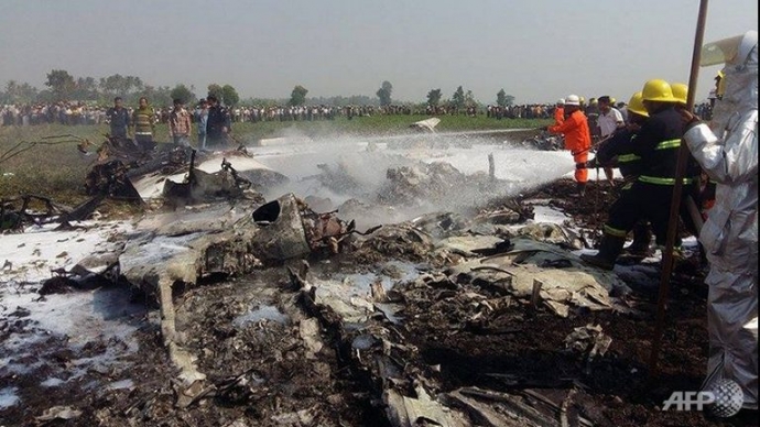 Hiện trường vụ rơi máy bay tại Naypyidaw