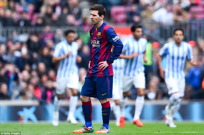 Messi bất lực trong việc ghi bàn cho Barca