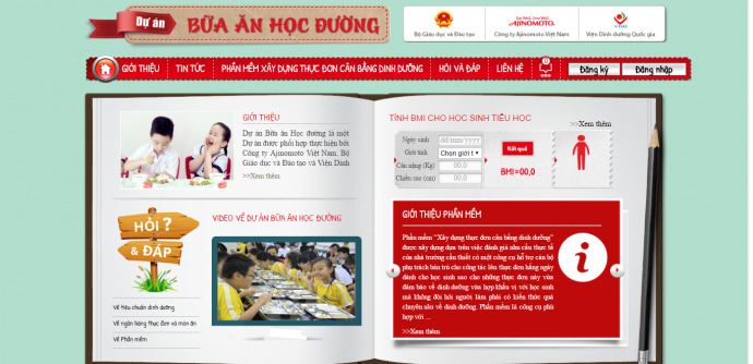 Giao diện website Dự án Bữa ăn học đườ