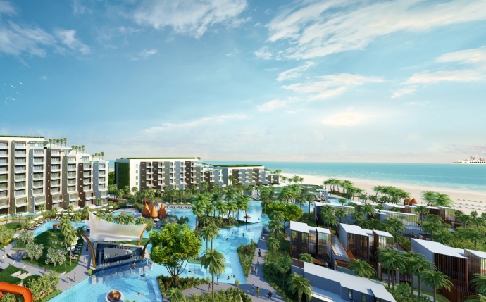 Bể bơi tràn bờ tại Condotel Residences Phu Quoc Em