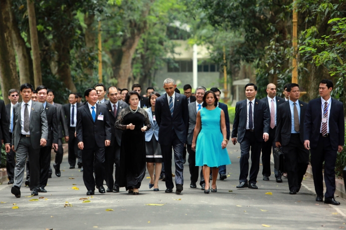 Tổng thống Mỹ Barack Obama tiếp xúc với Chủ tịch Q