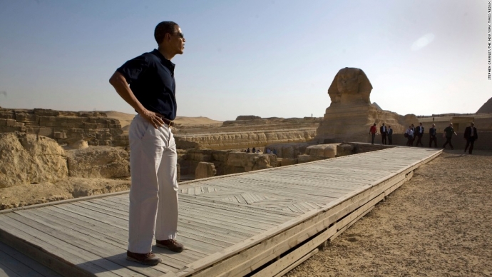 Ông Obama tới thăm Kim Tự Tháp và Sphinx tại Giza,