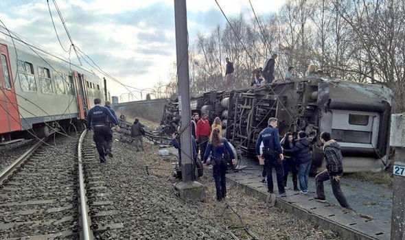 Hiện trường vụ tai nạn  tàu tại Bỉ