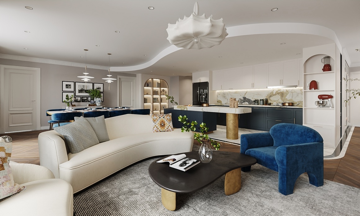 ben trong can ho 240 m2 voi noi that phong cach modern classic nhin la me