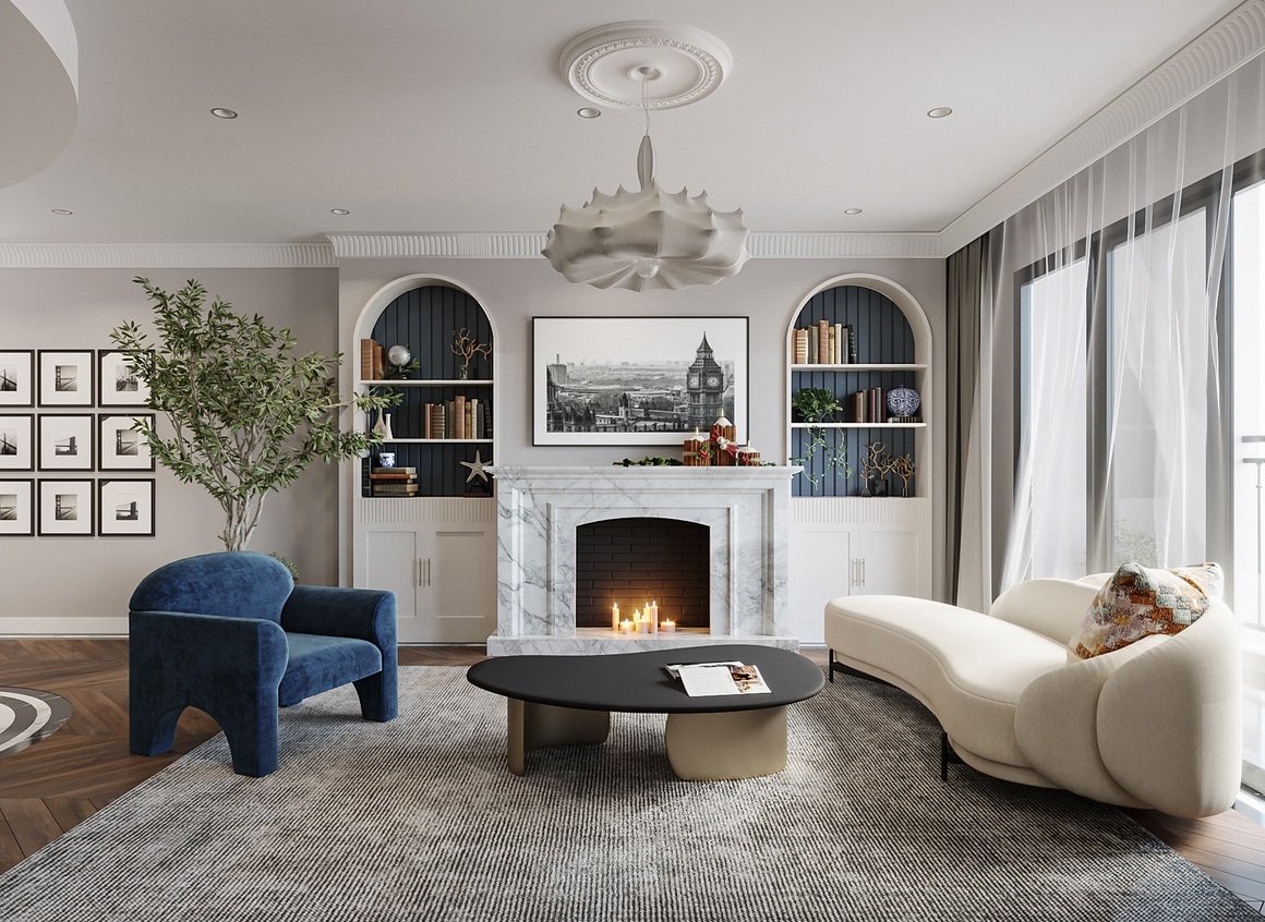 ben trong can ho 240 m2 voi noi that phong cach modern classic nhin la me