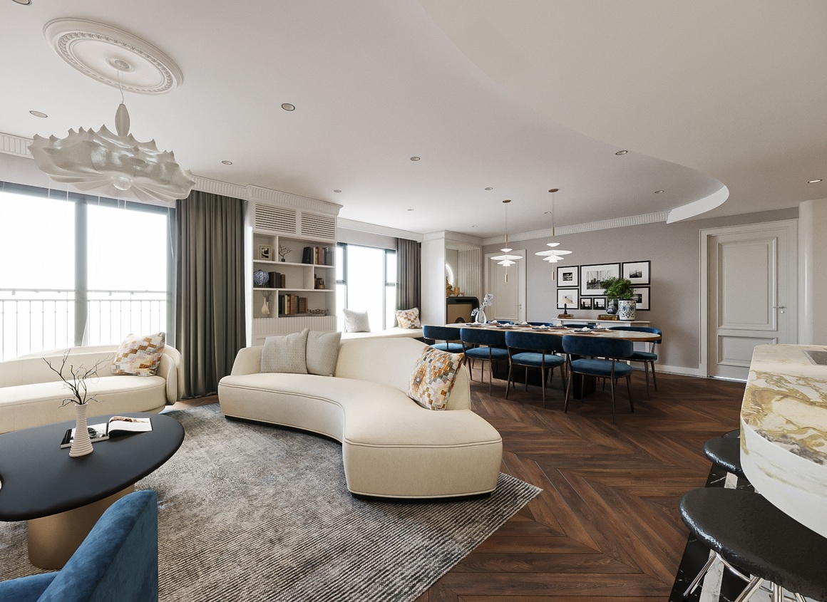 ben trong can ho 240 m2 voi noi that phong cach modern classic nhin la me