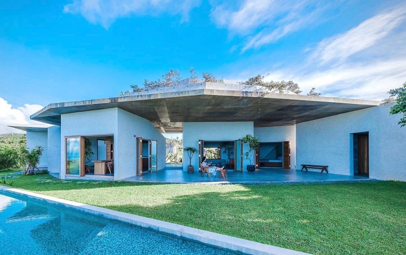 ngoi nha la lung ben bo bien bon huong la cua nhin tu tren nhu mai rua