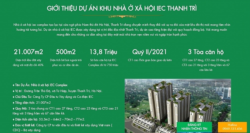 thanh tri du an nha o xa hoi iec duoc rao ban nhu nha o thuong mai