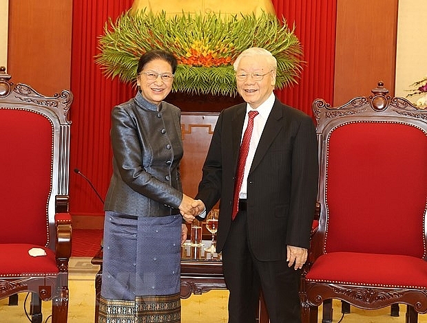 tong bi thu nguyen phu trong tiep pho chu tich nuoc lao pany yathotou