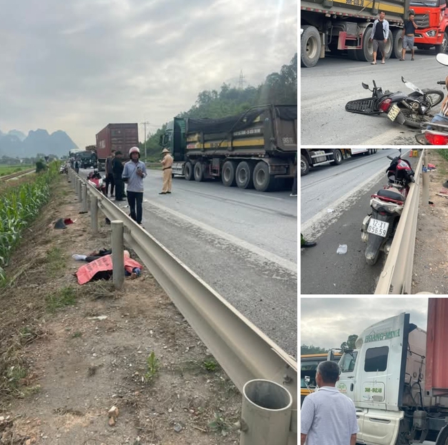 Xe đầu kéo va chạm liên hoàn 3 mô tô trên QL1A khiến 2 người thương vong- Ảnh 1. Xe đầu kéo va chạm liên hoàn 3 mô tô trên QL1A khiến 2 người thương vong- Ảnh 1.