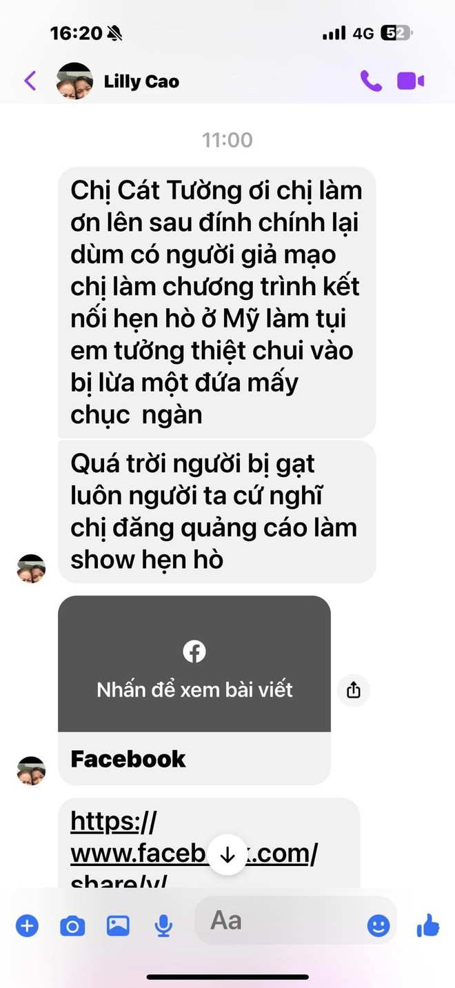 MC Cát Tường lên tiếng khi bị mạo danh lừa đảo ở "Bạn muốn hẹn hò"- Ảnh 2.