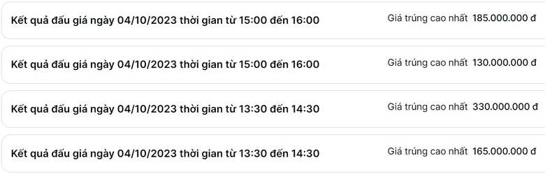 Đấu gi&aacute; 160 biển số chiều 4/10: Biển chốt gi&aacute; cao nhất l&agrave; 330 triệu - Ảnh 1.