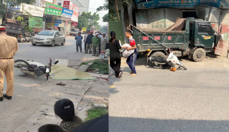 Hiện trường vụ tai nạn liên hoàn khiến một người đàn ông đi xe máy tử vong. Hiện trường vụ tai nạn liên hoàn khiến một người đàn ông đi xe máy tử vong.