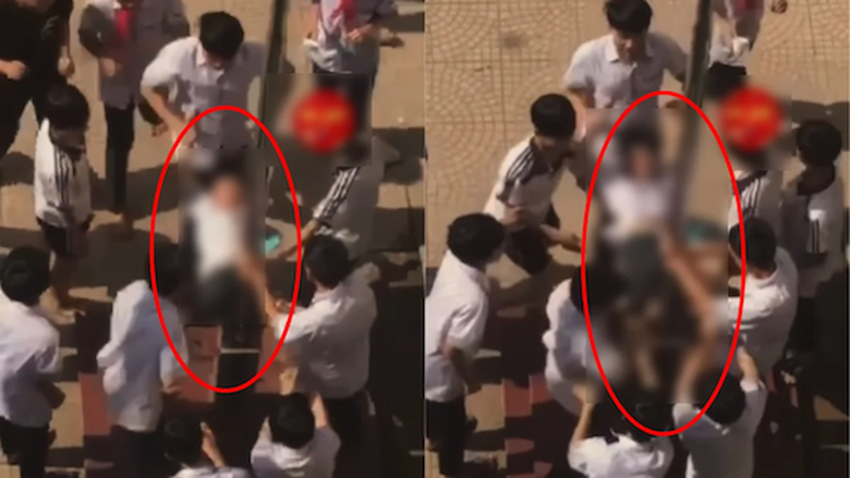 Nam sinh lớp 8 ở H&agrave; Nội bị bạn dập v&ugrave;ng k&iacute;n v&agrave;o cột - Ảnh 1.