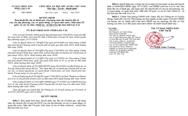 L&agrave;o Cai: Ban h&agrave;nh bộ chỉ số, đ&aacute;nh gi&aacute;, xếp hạng mức độ chuyển đổi số tr&ecirc;n địa b&agrave;n tỉnh - Ảnh 1.